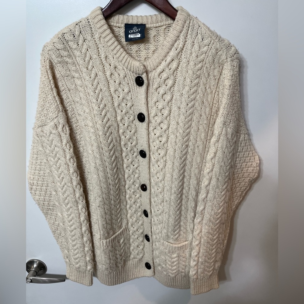 Irish sweater, wool, Aran Mills